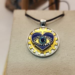 Heart and Eye Pendant Necklace